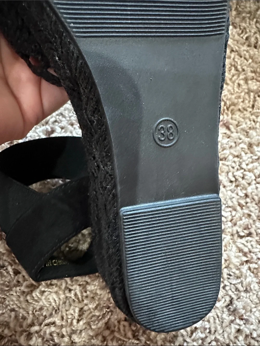 NEW Black Lace Espadrille Wedge Sandals - Women size 38